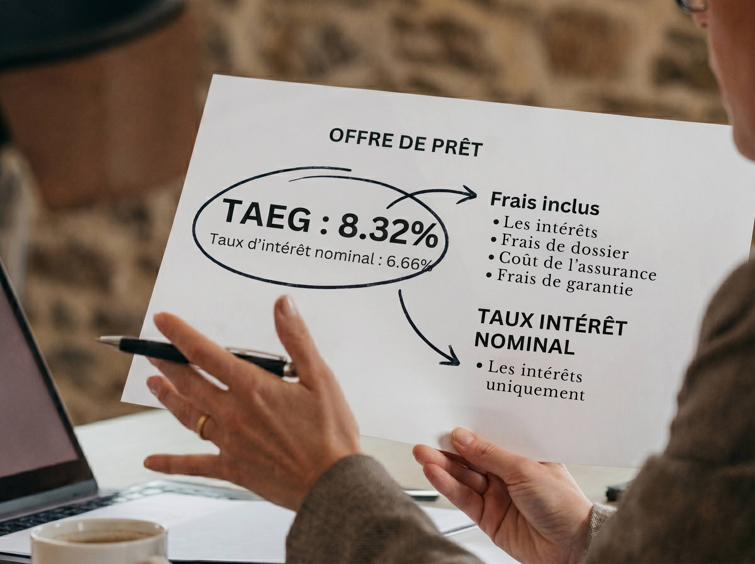 Comparaison visuel entre le Taux Annuel Effectif Global et le taux d'intérêt nominal