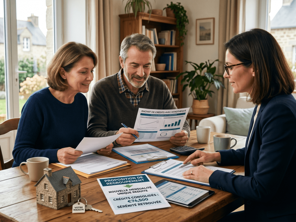 couple se renseignant sur le rachat de crédit avec hypothèque